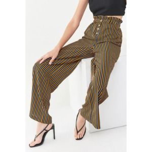 FOREVER 21‎ Striped Paperbag Wide High Waist Pants